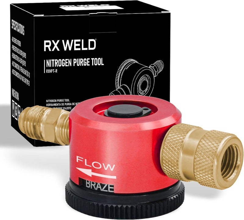 RX WELD Nitrogen Purge Tool, Hvac Nitrogen Regulator Durable Brass, Red - Image 1